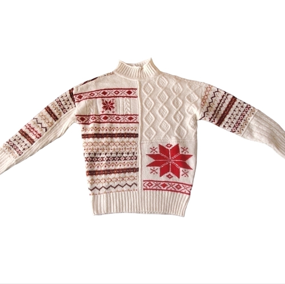 American Eagle Women' Sweater Cream & Black Pullover - Picture 2 of 6